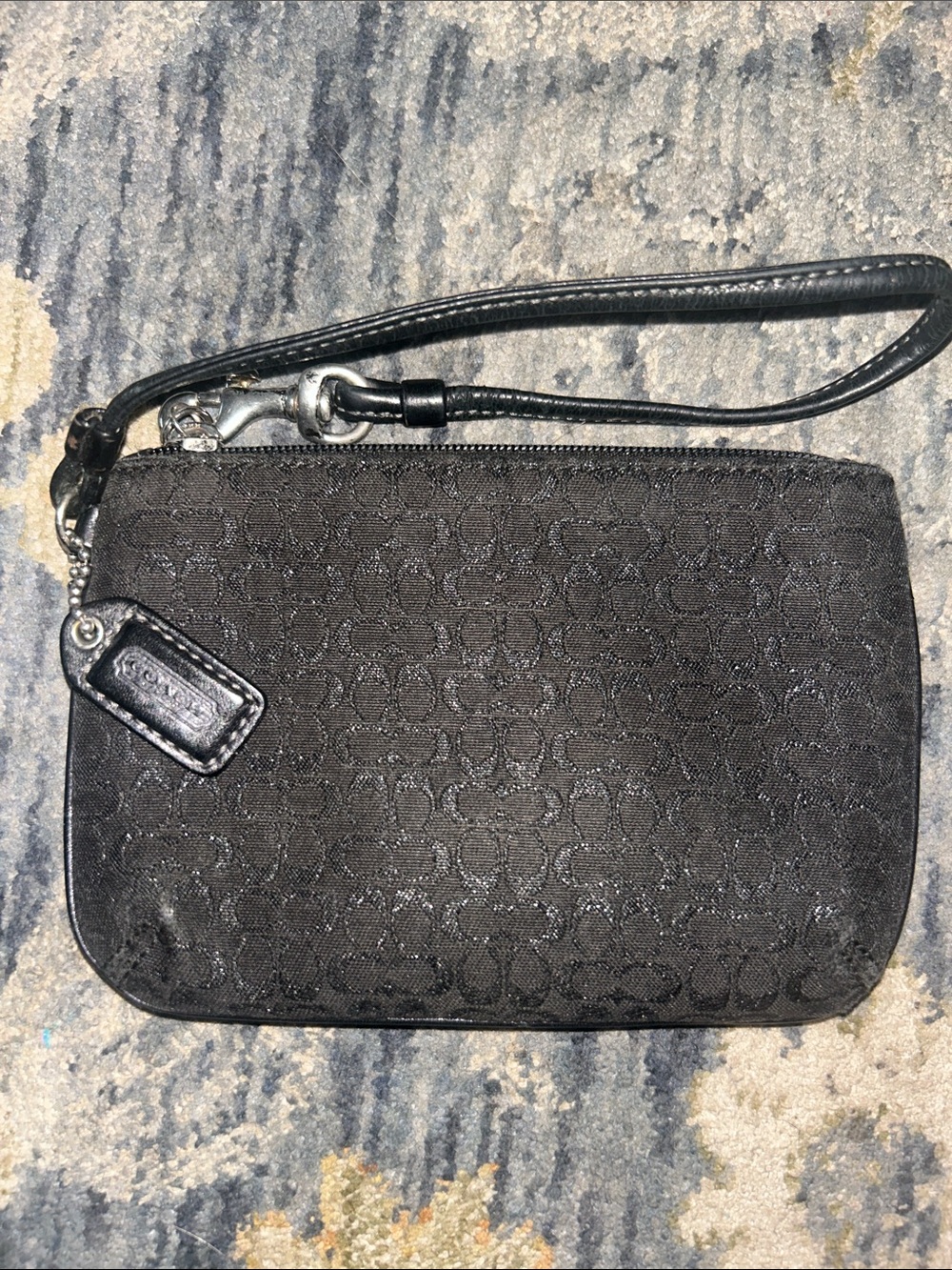 Coach Black Signature Canvas Wristlet